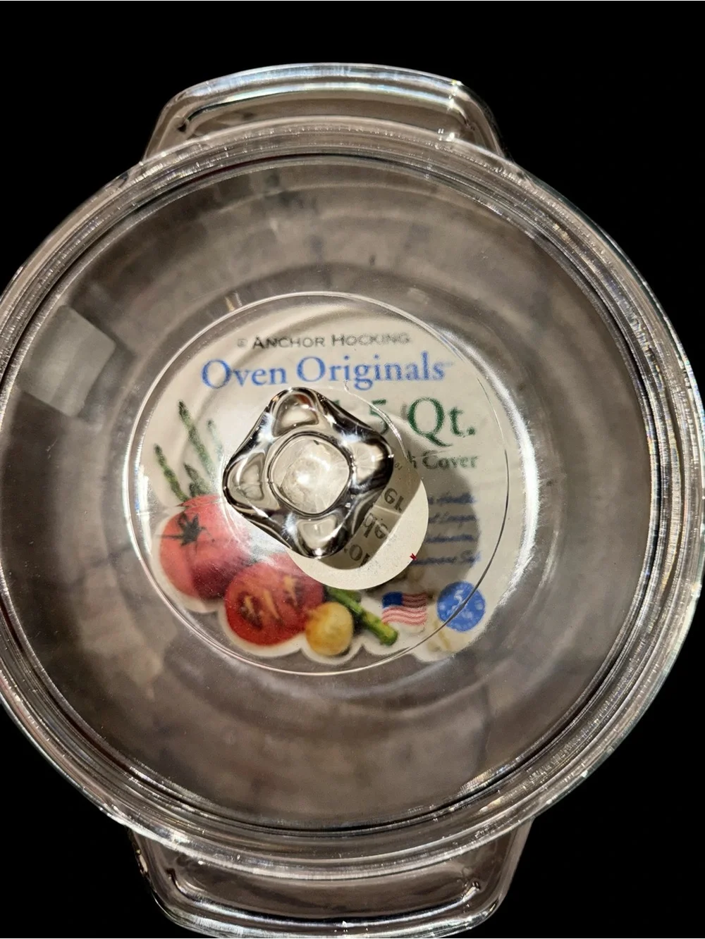 Anchor Hocking Oven Originals 1.5 Qt. Clear Glass Casserole Cover NEW Vintage